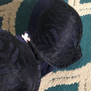 Torrid Navy blue and Black lace bra